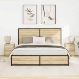 Berkfield Home Bedside Cabinets with LED Lights¬†2 pcs Sonoma Oak 38x34x50 cm - Size: 38 x 34 x 50 cm - thumbnail 5