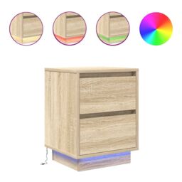 Berkfield Home Bedside Cabinets with LED Lights¬†2 pcs Sonoma Oak 38x34x50 cm - Size: 38 x 34 x 50 cm - thumbnail 2