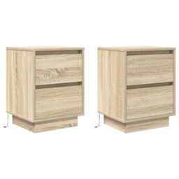 Berkfield Home Bedside Cabinets with LED Lights¬†2 pcs Sonoma Oak 38x34x50 cm - Size: 38 x 34 x 50 cm - thumbnail 3
