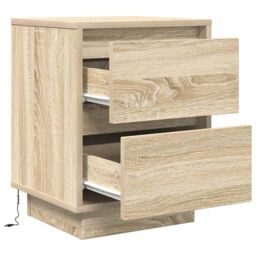 Berkfield Home Bedside Cabinets with LED Lights¬†2 pcs Sonoma Oak 38x34x50 cm - Size: 38 x 34 x 50 cm - thumbnail 8