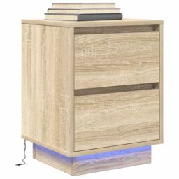 Berkfield Home Bedside Cabinets with LED Lights¬†2 pcs Sonoma Oak 38x34x50 cm - Size: 38 x 34 x 50 cm - thumbnail 6