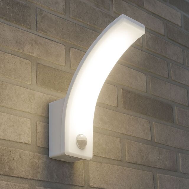 CGC Lighting Paris White Curved LED Wall Light with PIR Motion Sensor Full Opal Front Diffuser - image 1