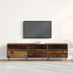 Berkfield Home TV Cabinet Old Wood 150x30x44, 5 cm Engineered Wood in Brown - thumbnail 4