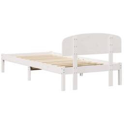 Berkfield Home White Bed Frame with Headboard White 90x200 cm Solid Wood Pine - thumbnail 7