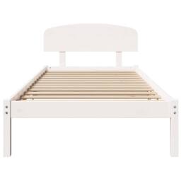 Berkfield Home White Bed Frame with Headboard White 90x200 cm Solid Wood Pine - thumbnail 5