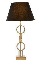Orsina Gold Finish Table Lamp with Dual Ring Base, Modern Black & Gold Fabric Shade Lamp, Accent Table Light - thumbnail 3