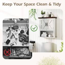 Costway Medicine Cabinet with Doors Farmhouse Wall Mounted Bathroom Cabinet in White - thumbnail 9