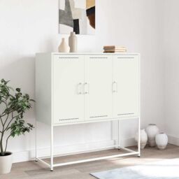 Berkfield Home Highboard White 100.5x39x107 cm Steel - thumbnail 3