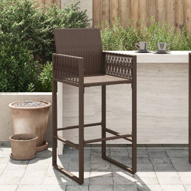 Berkfield Home Garden Bar Stools 2 pcs Brown Poly Rattan - image 1