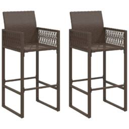 Berkfield Home Garden Bar Stools 2 pcs Brown Poly Rattan - thumbnail 2