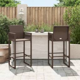 Berkfield Home Garden Bar Stools 2 pcs Brown Poly Rattan - thumbnail 3