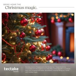 tectake Christmas Decorations - 84 Red Baubles, String Of Beads, Star Tree Topper - thumbnail 7