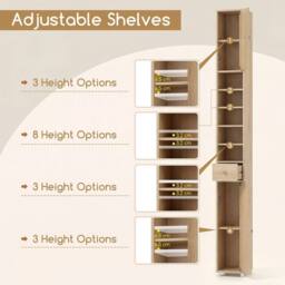 FORGEVIO Slim Bathroom Tall Cabinet w/ 1 Drawer & 5 Adjustable in Brown - thumbnail 4