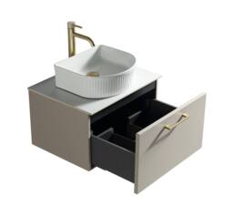 Bathroom Kingdom Piatta Soft Coffee Wall Hung Basin Vanity 600mm in Taupe - thumbnail 2