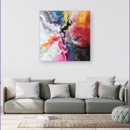 Warren Reed - Designer Explosive Colour Cascade Canvas - Size: w40 inch x h40 inch - thumbnail 1