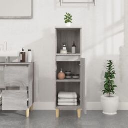 Berkfield Home Bathroom Cabinet Grey Sonoma 30x30x100 cm Engineered Wood - Size: 30 x 30 x 100 cm - thumbnail 3
