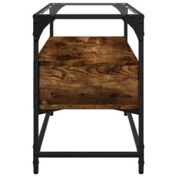 Berkfield Home TV Cabinet with Glass Top Smoked Oak 80x35x51 cm Engineered Wood in Brown - Size: 80 x 35 x 51 cm - thumbnail 5