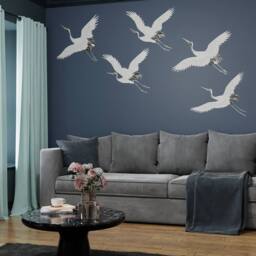 Superfresco Easy Cranes in Flight Midnight Print To Order 3m x 2.8m Mural in Purple - thumbnail 1