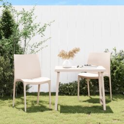 Berkfield Home Garden Chairs 2 pcs Cream 50x46x80 cm Polypropylene in Beige - Size: 50 x 46 x 80 cm - thumbnail 1