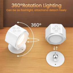 SPETLEK Rechargeable RGB LED Wall Light Magnetic 360° Living Room in White - thumbnail 2