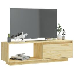 Berkfield Home TV Cabinet 110x30x33.5 cm Solid Pinewood in Brown - thumbnail 3