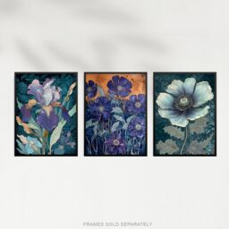 Artery8 Set of 3 Blue Flower Watercolour Paintings Elegant Iris Spring Bloom Floral Artwork Unframed Wall Art Living Room Poster Prints Pack - thumbnail 5