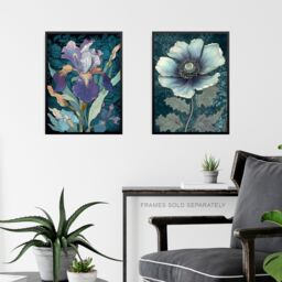 Artery8 Set of 3 Blue Flower Watercolour Paintings Elegant Iris Spring Bloom Floral Artwork Unframed Wall Art Living Room Poster Prints Pack - thumbnail 6