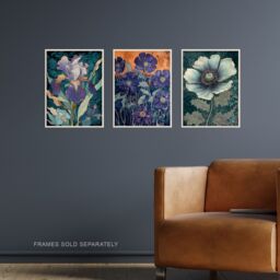 Artery8 Set of 3 Blue Flower Watercolour Paintings Elegant Iris Spring Bloom Floral Artwork Unframed Wall Art Living Room Poster Prints Pack - thumbnail 2