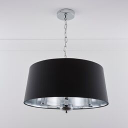 K LIVING Giovanna 3 Light Chrome Chandelier & Black Shade - thumbnail 2
