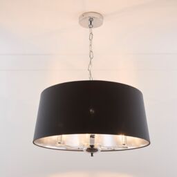 K LIVING Giovanna 3 Light Chrome Chandelier & Black Shade - thumbnail 3