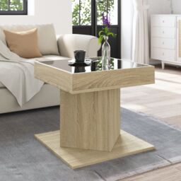 Berkfield Home Coffee Table with LED Sonoma Oak 50x50x45 cm Engineered Wood in Brown - Size: 50 x 50 x 45 cm - thumbnail 4