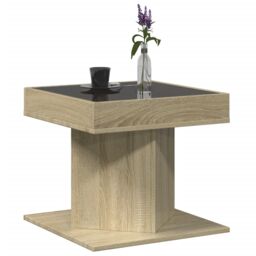 Berkfield Home Coffee Table with LED Sonoma Oak 50x50x45 cm Engineered Wood in Brown - Size: 50 x 50 x 45 cm - thumbnail 5