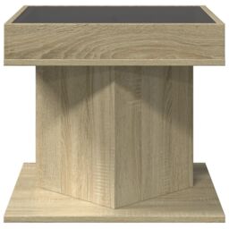 Berkfield Home Coffee Table with LED Sonoma Oak 50x50x45 cm Engineered Wood in Brown - Size: 50 x 50 x 45 cm - thumbnail 6