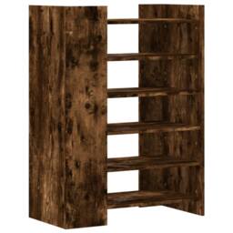 Berkfield Home Shoe Cabinet Smoked Oak 74.5x37.5x100 cm Engineered Wood in Brown - thumbnail 6