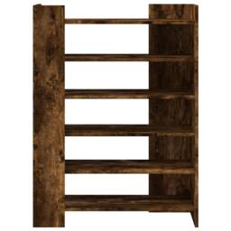 Berkfield Home Shoe Cabinet Smoked Oak 74.5x37.5x100 cm Engineered Wood in Brown - thumbnail 4