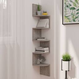 Berkfield Home Wall Corner Shelf Concrete Grey 19x19x123 cm Engineered Wood - Size: 19 x 19 x 123 cm - thumbnail 2