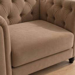 Sofaya Hampton Armchair Chesterfield Seater Sofa Velvet Couch in Brown - Size: 1 Seater - thumbnail 4