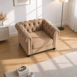 Sofaya Hampton Armchair Chesterfield Seater Sofa Velvet Couch in Brown - Size: 1 Seater - thumbnail 5