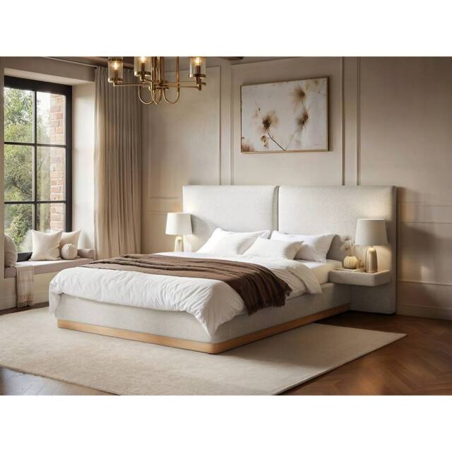 Solace+Co Vera Hotel Bed with Bedside Tables Cream - Size: Double - image 1