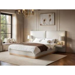 Solace+Co Vera Hotel Bed with Bedside Tables Cream - Size: Double - thumbnail 1