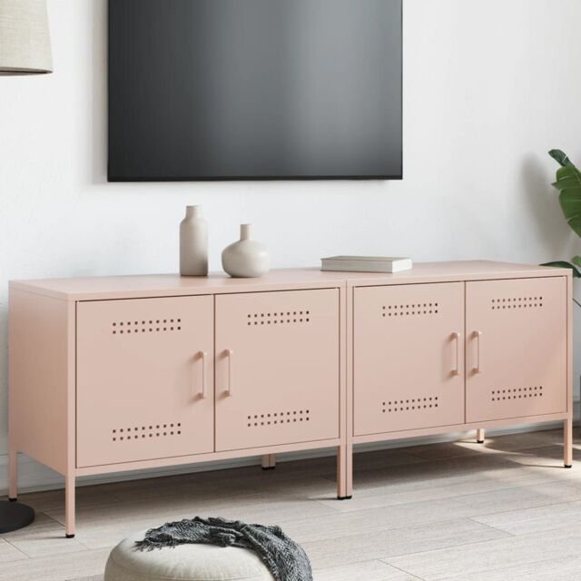 Berkfield Home TV Cabinets 2 pcs Pink 68x39x50.5 cm Steel - image 1