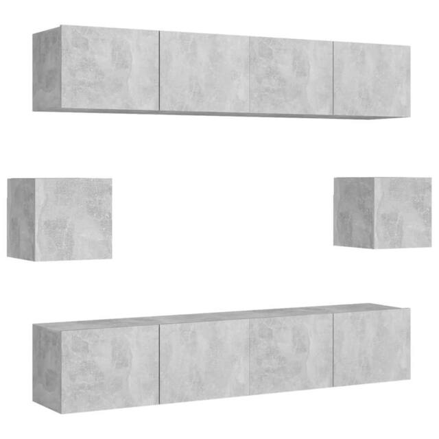 Berkfield Home 6 Piece TV Cabinet Set Concrete Grey Engineered Wood - image 1