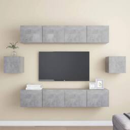Berkfield Home 6 Piece TV Cabinet Set Concrete Grey Engineered Wood - thumbnail 2