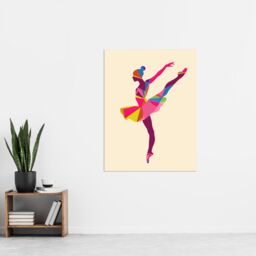 "Artery8 Ballerina Arabesque Pose Bright Colourful Design Wall Art Print - Size: W24"" x H32""" - thumbnail 4