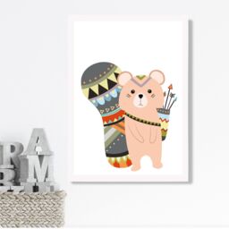 ARTZE Brown Squirrel Tribal Animal Framed Print SIZE: A2 with White Frame - Size: A4 - thumbnail 2