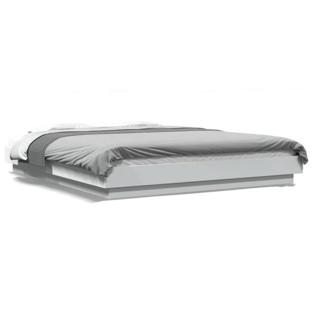 Berkfield Home Bed Frame with LED Lights without Mattress White 150x200cm - Size: 150x200 cm - image 1