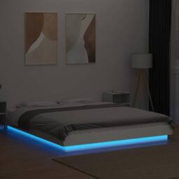Berkfield Home Bed Frame with LED Lights without Mattress White 150x200cm - Size: 150x200 cm - thumbnail 4