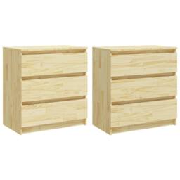 Berkfield Home Durable Bedside Cabinets 2 pcs 60x36x64 cm Solid Pinewood in Natural - Size: 60 x 36 x 64 cm - thumbnail 3