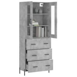 Berkfield Home Highboard Concrete Grey 69.5x34x180 cm Engineered Wood - thumbnail 3