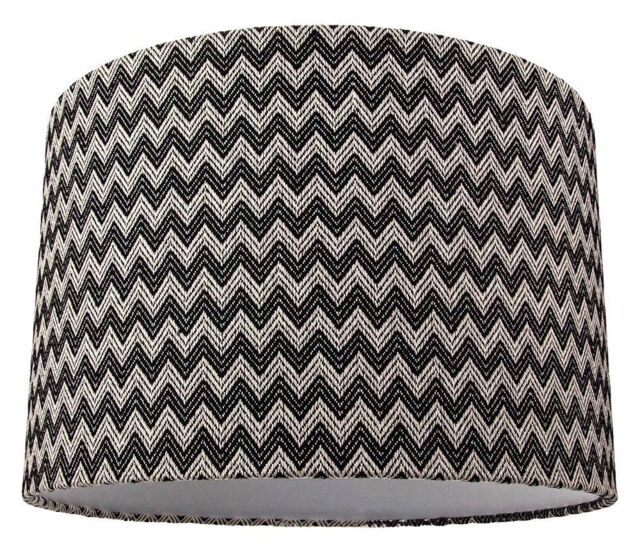Happy Homewares Modern Trendy Zig Zag Chevron Effect Black & White Cotton Shade - Size: 12 inches - image 1